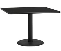 Flash Furniture XU-BLKTB-4242-TR24-GG 42'' Square Laminate Table Top with 24'' Round Table Height Base  - Black