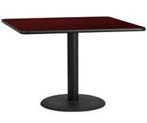 Flash Furniture XU-BLKTB-4242-TR24-GG 42'' Square Laminate Table Top with 24'' Round Table Height Base  - Mahogany
