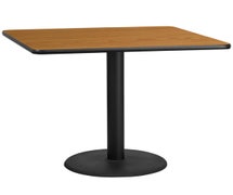 Flash Furniture XU-BLKTB-4242-TR24-GG 42'' Square Laminate Table Top with 24'' Round Table Height Base  - Natural