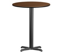 Flash Furniture 24'' Round Laminate Table Top with 22'' x 22'' Bar Height Table Base  - Walnut