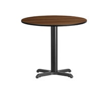 Flash Furniture 24'' Round Laminate Table Top with 22'' x 22'' Table Height Base  - Walnut