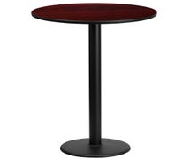 Flash Furniture XU-RD-24-BLKTB-TR18B-GG 24'' Round Laminate Table Top with 18'' Round Bar Height Table Base  - Mahogany