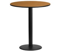Flash Furniture XU-RD-24-BLKTB-TR18B-GG 24'' Round Laminate Table Top with 18'' Round Bar Height Table Base  - Natural