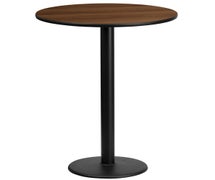 Flash Furniture XU-RD-24-BLKTB-TR18B-GG 24'' Round Laminate Table Top with 18'' Round Bar Height Table Base  - Walnut