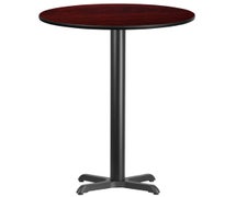 Flash Furniture 30'' Round Laminate Table Top with 22'' x 22'' Bar Height Table Base  - Mahogany