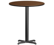 Flash Furniture 30'' Round Laminate Table Top with 22'' x 22'' Bar Height Table Base  - Walnut