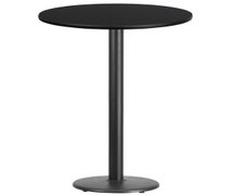 Flash Furniture XU-RD-30-BLKTB-TR18B-GG 30'' Round Laminate Table Top with 18'' Round Bar Height Table Base  - Black