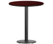 Flash Furniture XU-RD-30-BLKTB-TR18B-GG 30'' Round Laminate Table Top with 18'' Round Bar Height Table Base  - Mahogany