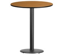 Flash Furniture XU-RD-30-BLKTB-TR18B-GG 30'' Round Laminate Table Top with 18'' Round Bar Height Table Base  - Natural