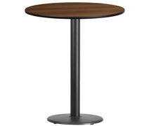 Flash Furniture XU-RD-30-BLKTB-TR18B-GG 30'' Round Laminate Table Top with 18'' Round Bar Height Table Base  - Walnut