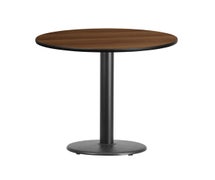 Flash Furniture XU-RD-30-BLKTB-TR18-GG 30'' Round Laminate Table Top with 18'' Round Table Height Base  - Walnut