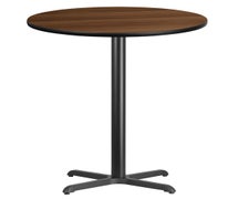 Flash Furniture 36'' Round Laminate Table Top with 30'' x 30'' Bar Height Table Base  - Walnut