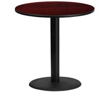 Flash Furniture XU-RD-36-BLKTB-TR24B-GG 36'' Round Laminate Table Top with 24'' Round Bar Height Table Base  - Mahogany