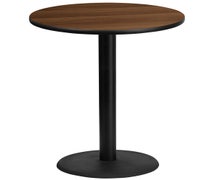 Flash Furniture XU-RD-36-BLKTB-TR24B-GG 36'' Round Laminate Table Top with 24'' Round Bar Height Table Base  - Walnut