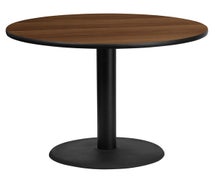 Flash Furniture XU-RD-36-BLKTB-TR24-GG 36'' Round Laminate Table Top with 24'' Round Table Height Base  - Walnut