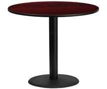 Flash Furniture XU-RD-42-BLKTB-TR24B-GG 42'' Round Laminate Table Top with 24'' Round Bar Height Table Base  - Mahogany