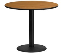 Flash Furniture XU-RD-42-BLKTB-TR24B-GG 42'' Round Laminate Table Top with 24'' Round Bar Height Table Base  - Natural