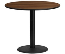 Flash Furniture XU-RD-42-BLKTB-TR24B-GG 42'' Round Laminate Table Top with 24'' Round Bar Height Table Base  - Walnut