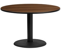 Flash Furniture XU-RD-42-BLKTB-TR24-GG 42'' Round Laminate Table Top with 24'' Round Table Height Base  - Walnut