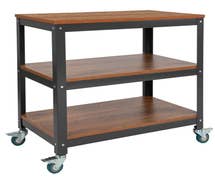 Flash Furniture NAN-JN-2522B3-GG 30" x 30" Storage Cart in Brown Oak