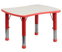 Flash Furniture YU-YCY-098-RECT-TBL-RED-GG 21.875''W x 26.625''L Height Adjustable Rectangular Red Plastic Activity Table with Grey Top