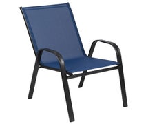 Flash 4-JJ-303C-NV-GG Brazos Navy Metal Sling Patio Stack Chairs, Set of 4