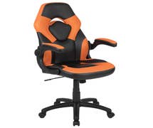 Flash Furniture CH-00095-OR-GG X10 Gaming Chair Racing Office Ergonomic Computer PC Adjustable Swivel Chair with Flip-up Arms, Orange/Black Faux LeatherSoft