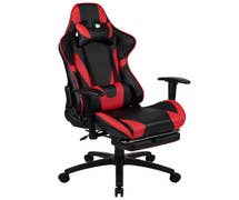 Flash Furniture CH-187230-RED-GG X30 Gaming Chair Racing Office Ergonomic Computer Chair with Fully Reclining Back and Slide-Out Footrest in Red Faux LeatherSoft