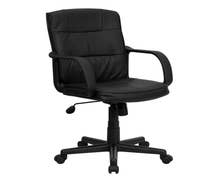 Flash Furniture GO-228S-BK-LEA-GG Mid-Back Black Faux LeatherSoft Swivel Task Office Chair with Arms