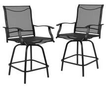 Flash Furniture 30" All-Weather Patio Swivel Outdoor Stools, Black, Set of 2