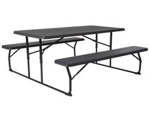 Flash Furniture RB-EBB-1470FD-GG Insta-Fold Plastic Folding Picnic Table with Benches, 4.5 ft., Charcoal