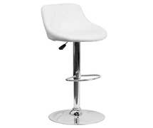 Contemporary White Vinyl Bucket Seat Adjustable Height Barstool with Chrome Base