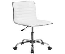 Low Back Armless White Ribbed Designer Swivel Task Chair