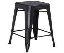 24'' High Backless Distressed Black Metal Indoor Counter Height Stool