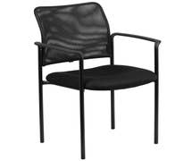 Black Mesh Comfortable Stackable Steel Side Chair with Arms