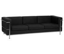 HERCULES Regal Series Contemporary Black Faux Leather Sofa with Encasing Frame