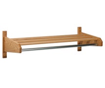 Wooden Mallet 32SCR Oak Coat Rack - 33-3/4"W, With Hanger Bar, Light Oak