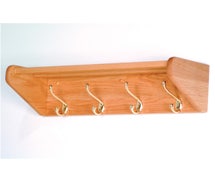 Wooden Mallet 24HCR Oak Coat Rack - 24-3/4"W, With 4 Brass Hooks, Light Oak