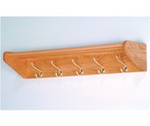 Wooden Mallet 32HCR - Oak Coat Rack - 32-3/4"W, With 5 Brass Hooks, Medium