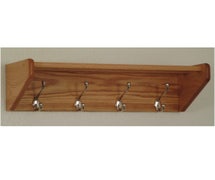 Wooden Mallet 24HCRN 4 Hook Shelf, Nickel Hooks, Light Oak