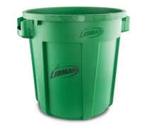 Libman 1574 32-Gallon Vented Plastic Trash Can, Green (Case of 6)