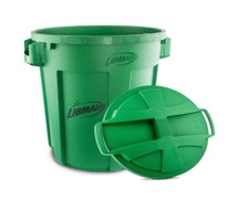 Libman 1465 32-Gallon Vented Plastic Trash Can with Snap-On Lid, Green (Case of 6)