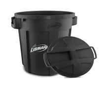 Libman 1385 32-Gallon Vented Plastic Trash Can with Snap-On Lid, Black (Case of 6)