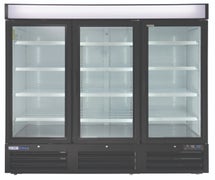 Kratos Refrigeration 69K-811 Commercial 72 Cu. Ft. Swing Glass Door Merchandiser, Refrigerator, Three Doors, 81"W, Black