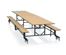 KI UF08BE-BN Mobile Cafeteria Table with Bench Seating, 56-1/2"W x 96"D, Black Frame