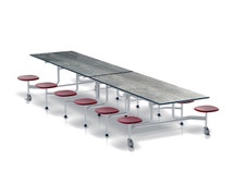KI UF084/PY-BN Mobile Cafeteria Table with 8 Stool Seats, 60-1/2"W x 96"D, Chrome Frame