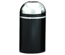 Witt 415DT-22 Round Indoor Waste Container - 15 Gallon, Open Dome Top, Black with Chrome Accents