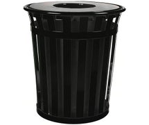Witt M3601-FT Round Outdoor Waste Container - 36 Gallon, Flat Open Top, Black