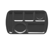 GET Enterprise TL-151 - 6 Compartment Cafeteria Tray - Melamine - Left Hand Use, Black