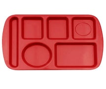GET Enterprise TL-151 - 6 Compartment Cafeteria Tray - Melamine - Left Hand Use, Red